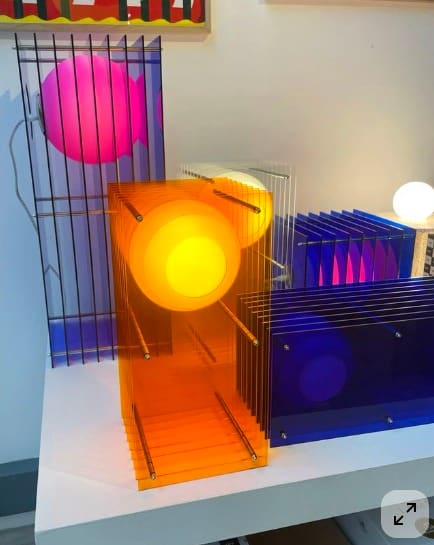 Bar Cage Sculptural Lamp - lit