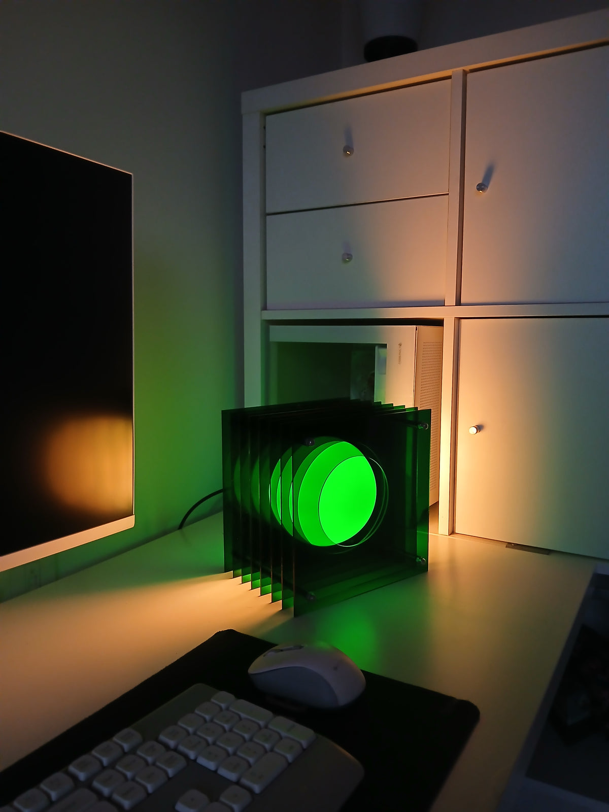 Vortex 3D tunnel acrylic desk lamp in Lime