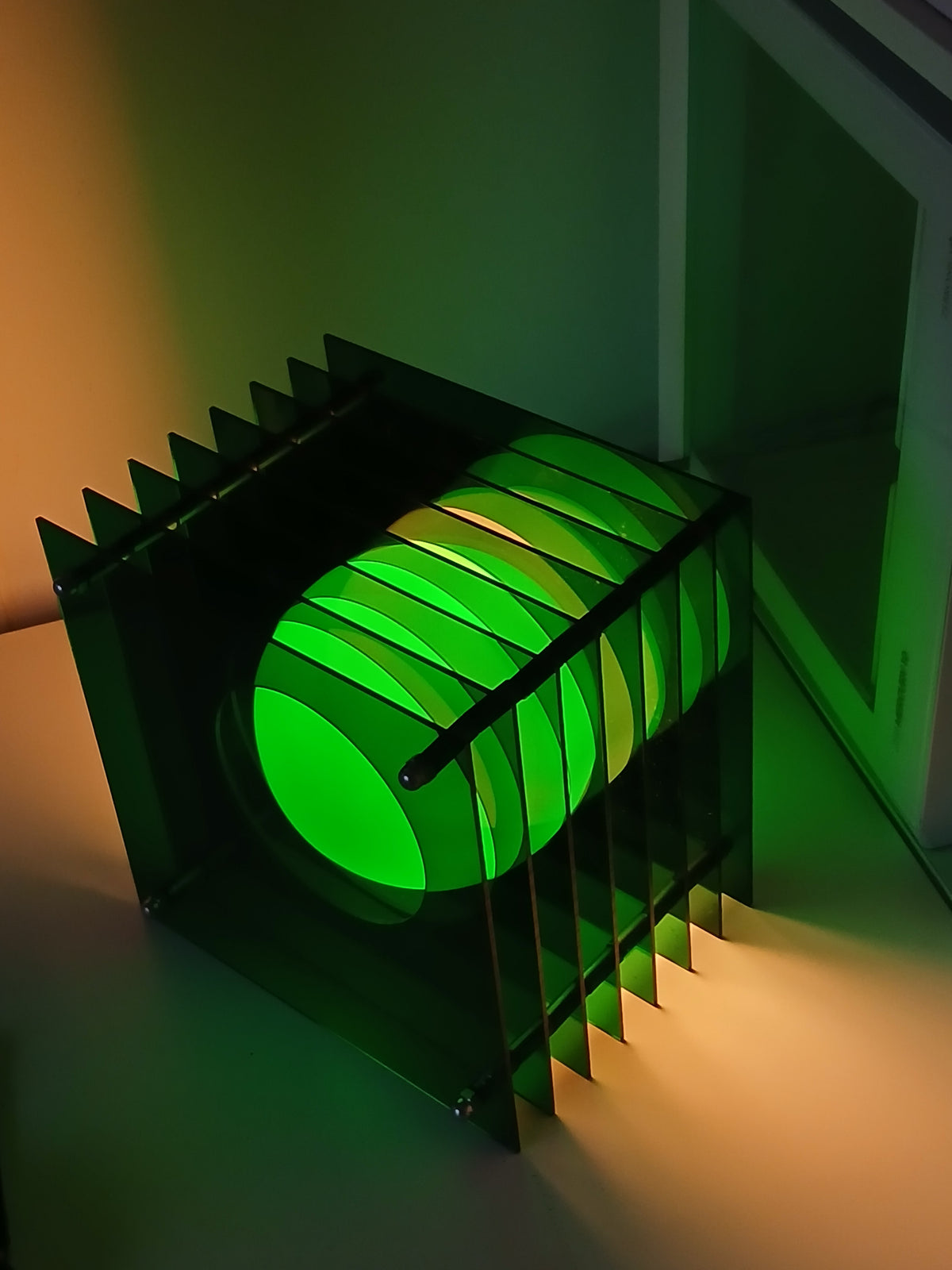 Vortex 3D tunnel acrylic desk lamp in Lime