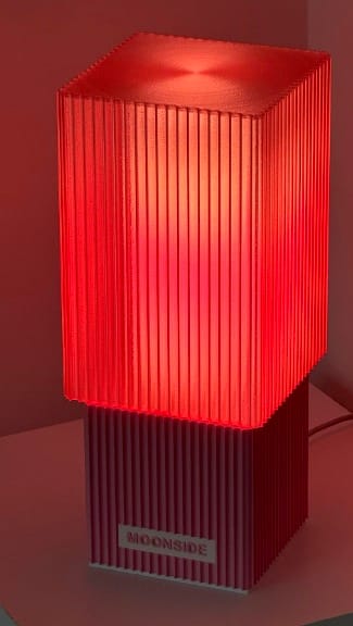 Moonside Ribbed Cube Lamp - lit