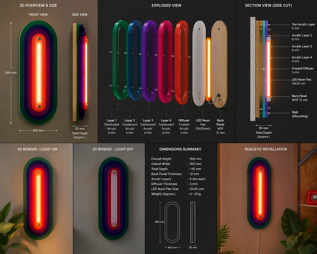 Aurora Layered LED Wall Lamp - lit