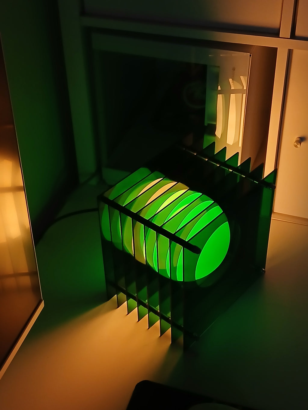 Vortex 3D tunnel acrylic desk lamp in Lime