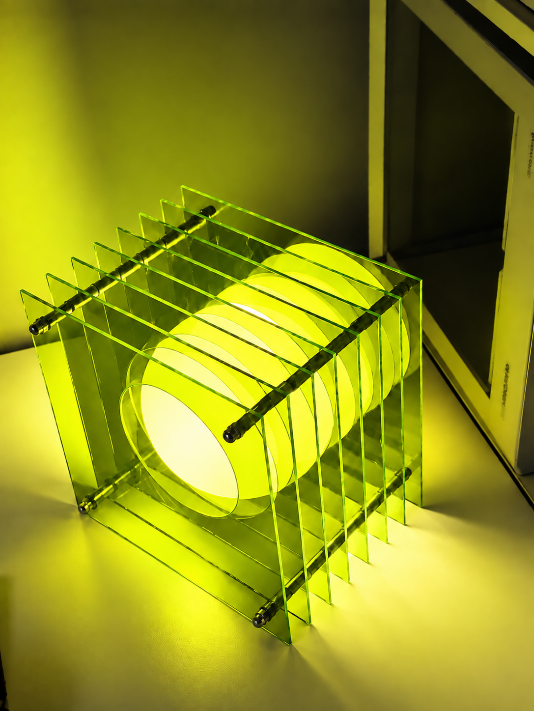Vortex 3D tunnel acrylic desk lamp in Lime
